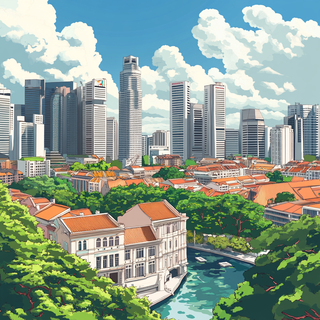 info.huasong create Singapore Buona Vista view cartoon style 593d1618 f6a2 4dda b652 3e2861a395e7